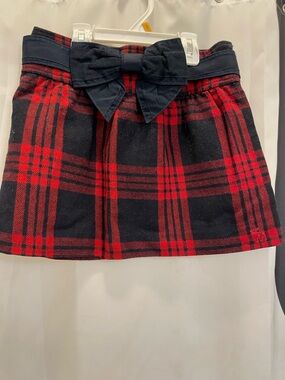 Girls Red and Black Plaid Bow Waist Skirt